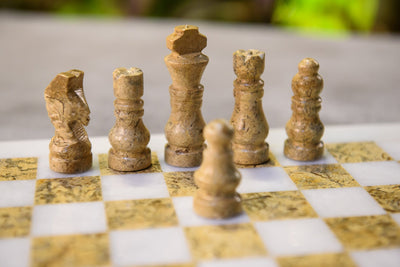 Marble White and Rust Chess Set