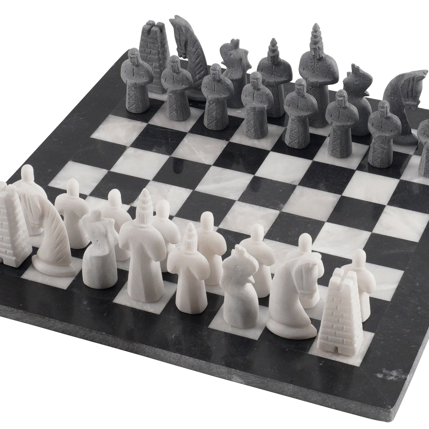 Marble Grey and White Chess Set